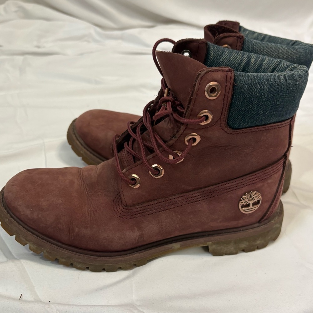Timberland Premium 6 inch Boots Burgundy Women’s 8 Waterproof Classic Lace-up - Picture 4 of 10